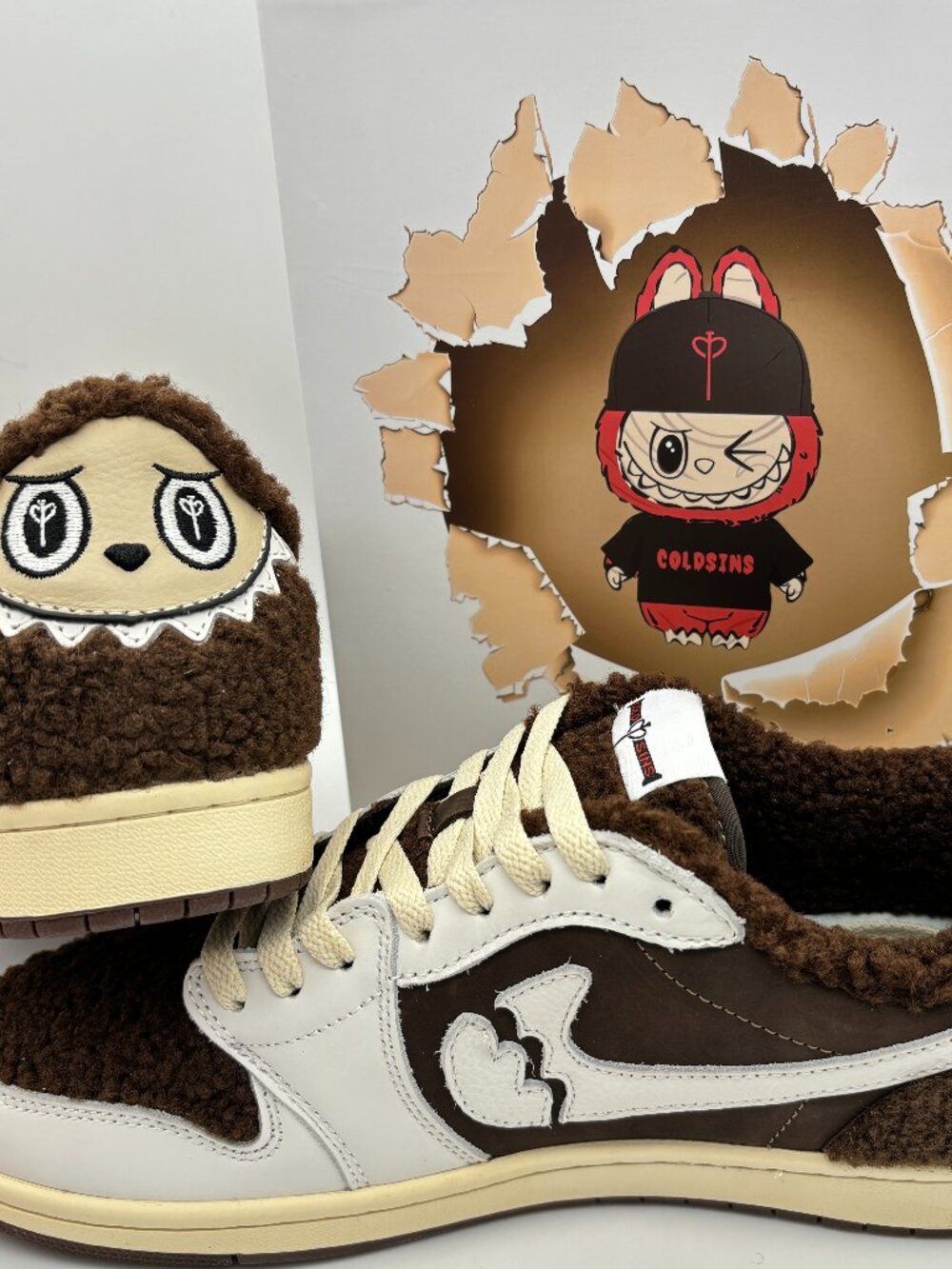 Cold Sins Jack the Ripper x Labubu Custom Mocha Sneakers, Size 9.5 M, SHIPS ASAP